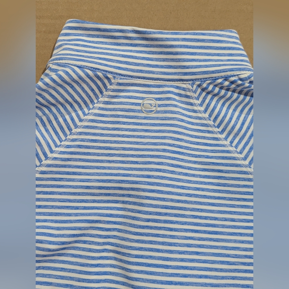 Vineyard Vines Women's Aqua Blue White Stripe Performance 1/4 Zip Top XXS *NWOT - Picture 12 of 15